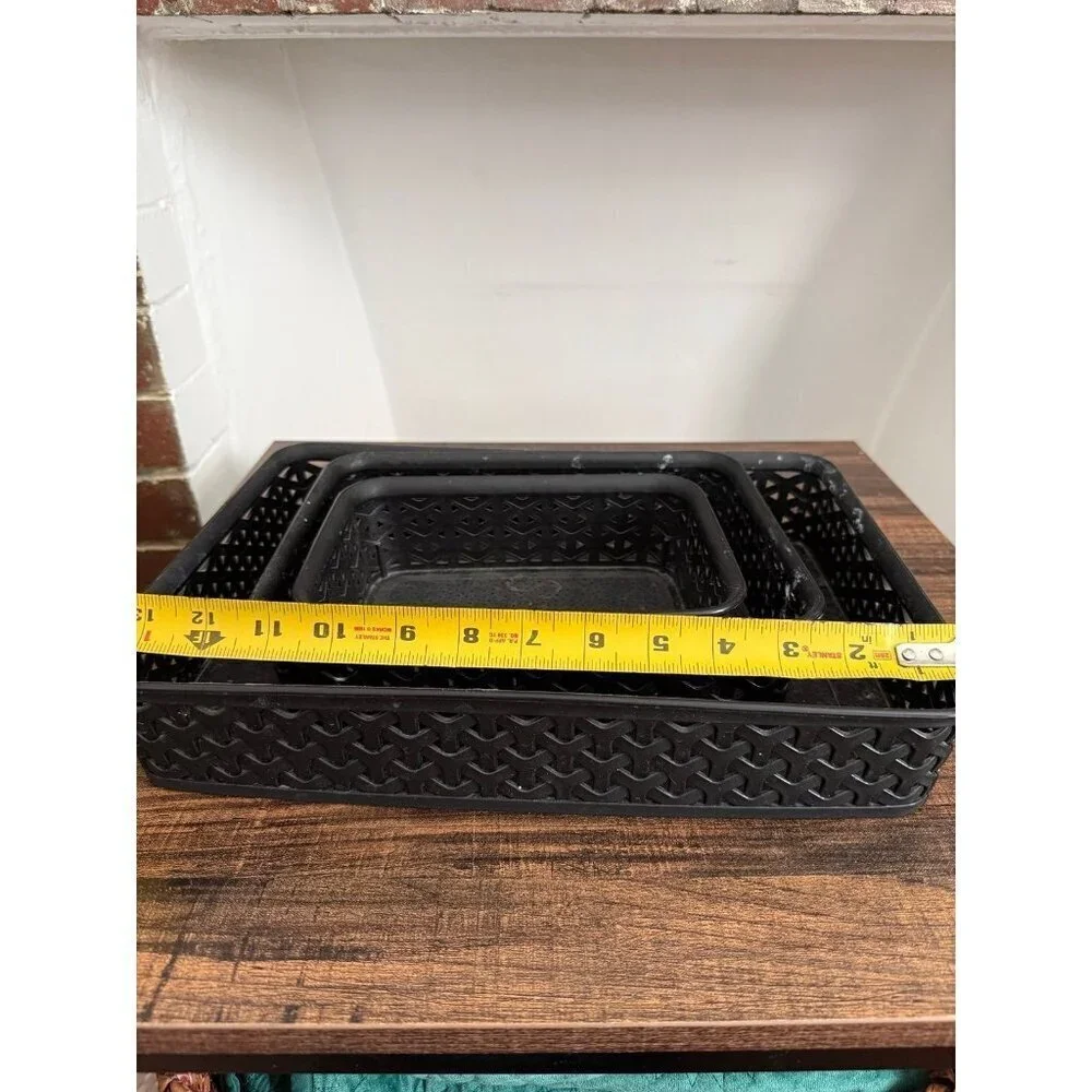 Three-piece mainstays black plastic storage